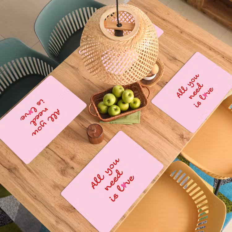 Tischset - Text - Rosa - Liebe - Herz - 6 Stück — 3