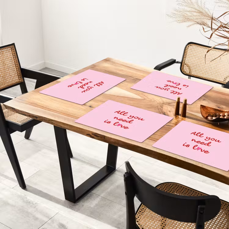 Tischset - Text - Rosa - Liebe - Herz - 6 Stück — 4