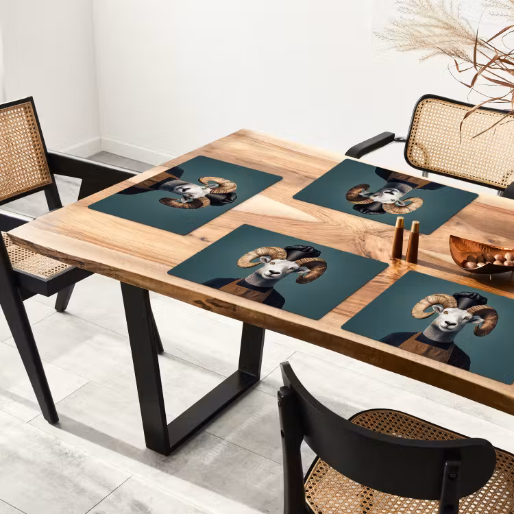 Tischset - Ziege - Hörner - Kochbekleidung — 4
