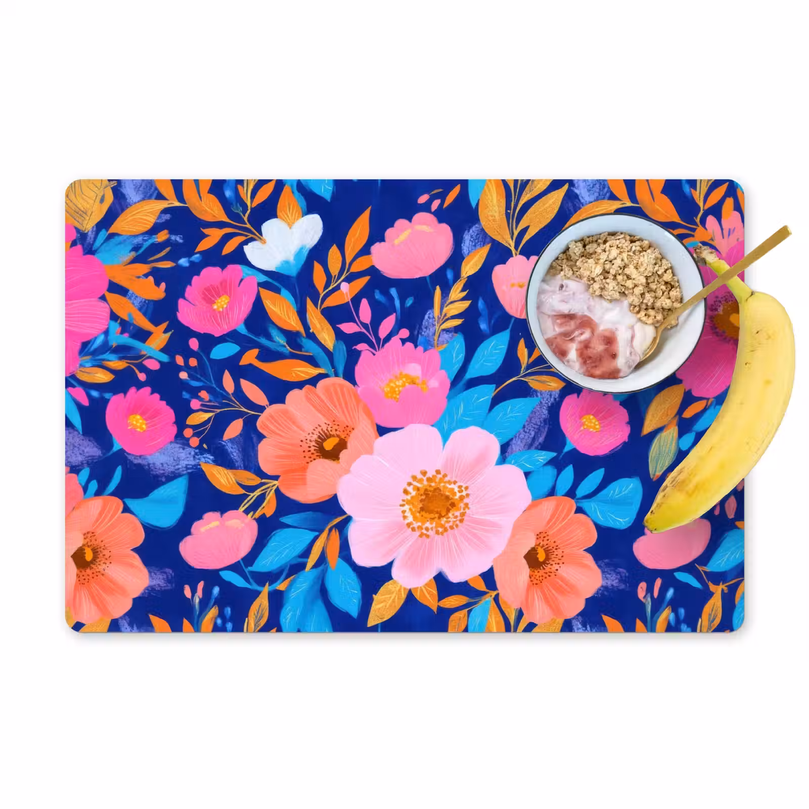 Tischset - Blumen - Blau - Rosa - 6 Stück — 1