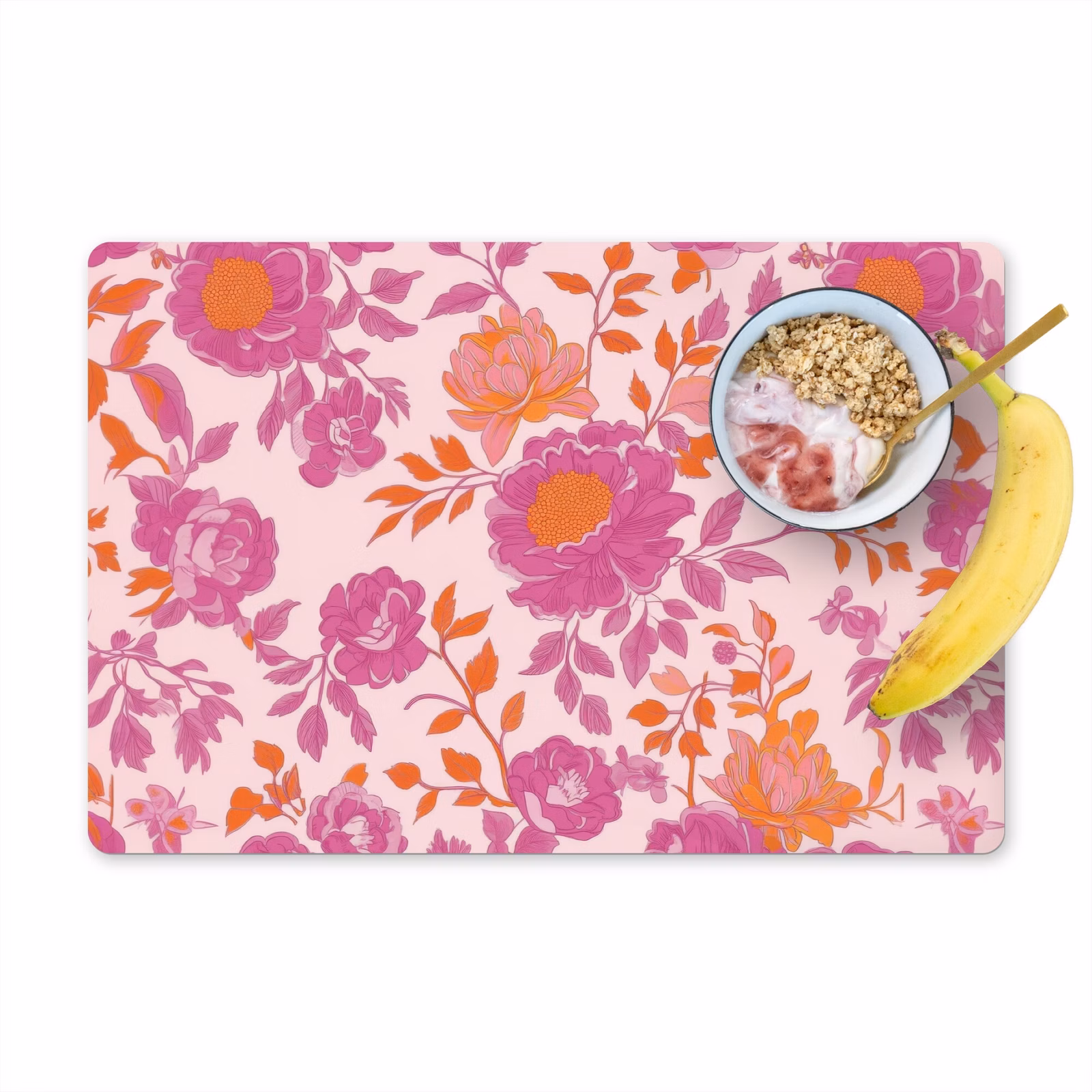 Tischset - Florales Muster - Rosa - Orange - Blumen - 6 Stück — 1