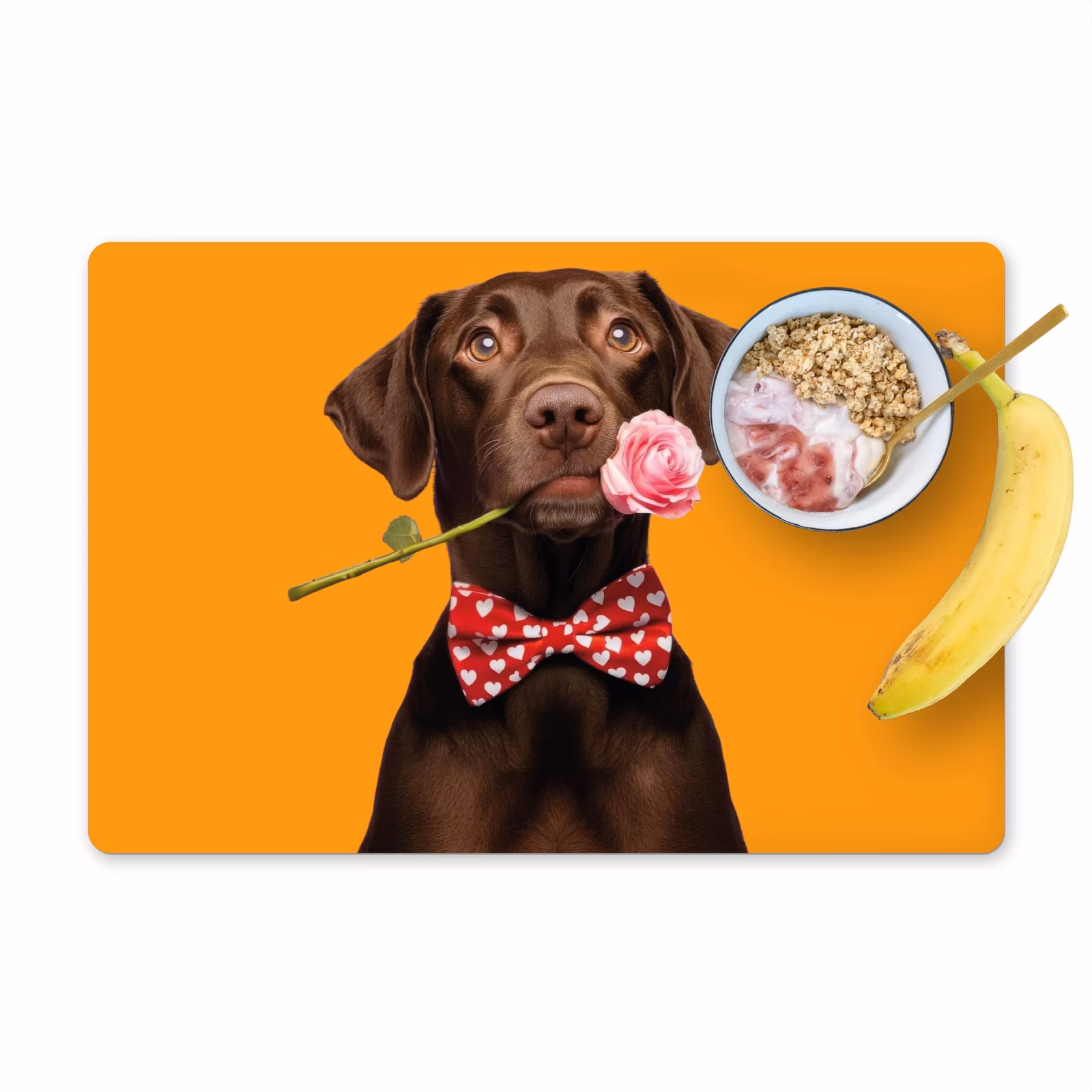 Tischset - Hund - Orange - Rose - Valentinstag - 6 Stück — 1