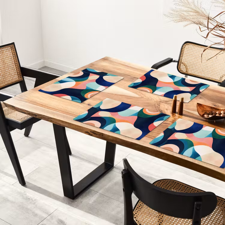 Tischset - Abstrakt - Blau - Rosa - 6 Stück — 4