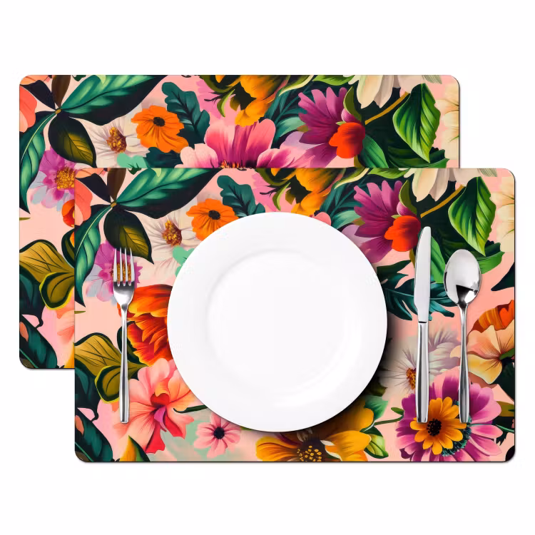 Tischset - Blumen - Bunt - Rosa - 6 Stück — 2