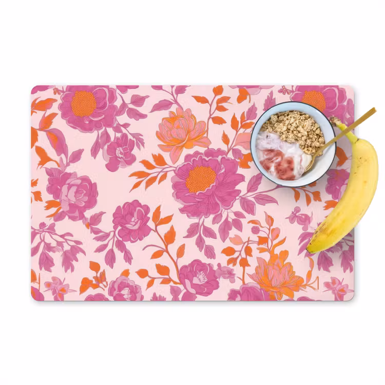 Tischset - Florales Muster - Rosa - Orange - Blumen - 6 Stück — 1