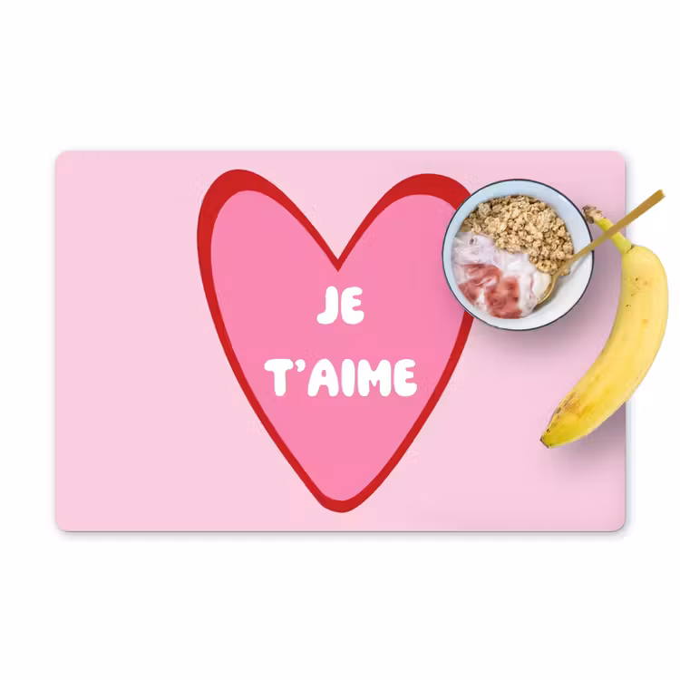 Tischset - Herz - Französisch - Valentinstag - Rosa - 6 Stück — 1