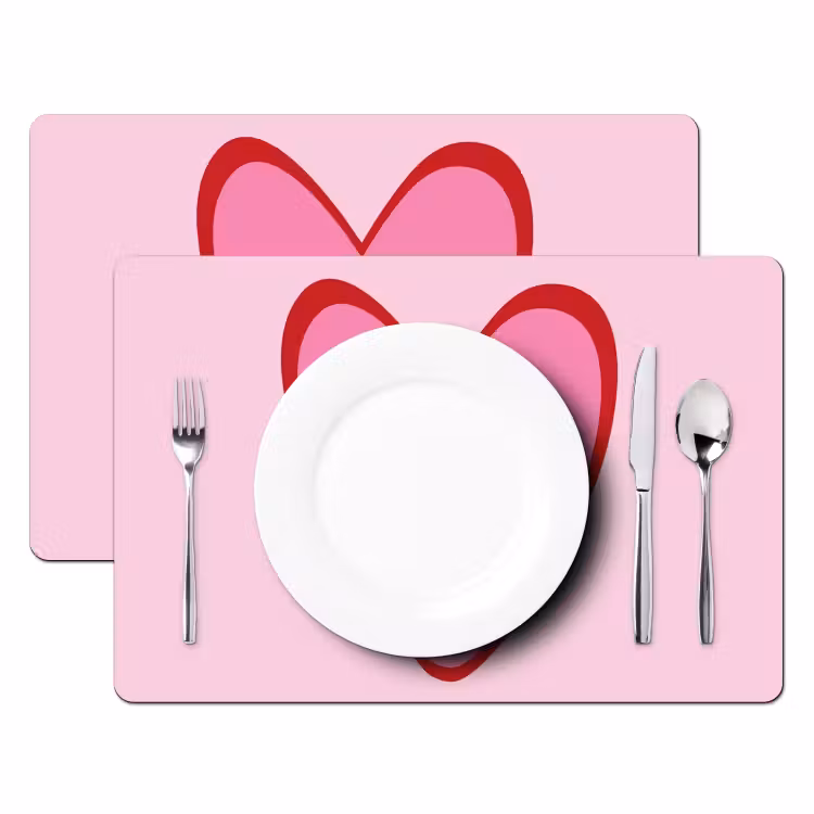 Tischset - Herz - Französisch - Valentinstag - Rosa - 6 Stück — 2