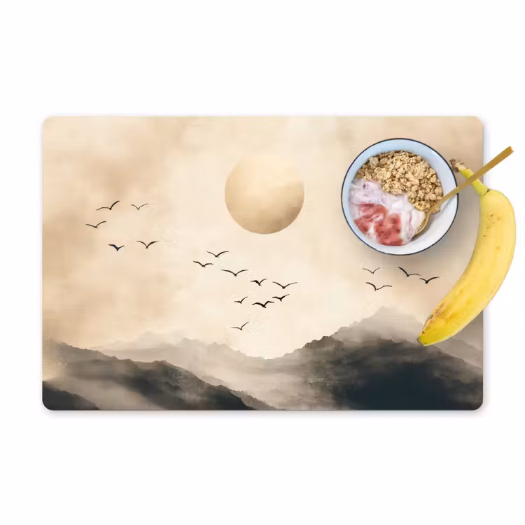 Tischset - 6 Stück - Landschaft - Japandi - Vogel - 6 Stück — 1
