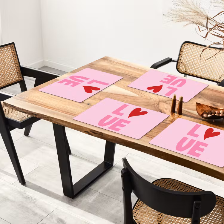 Tischset - Liebe - Rosa - Herz - Valentinstag - 6 Stück — 4