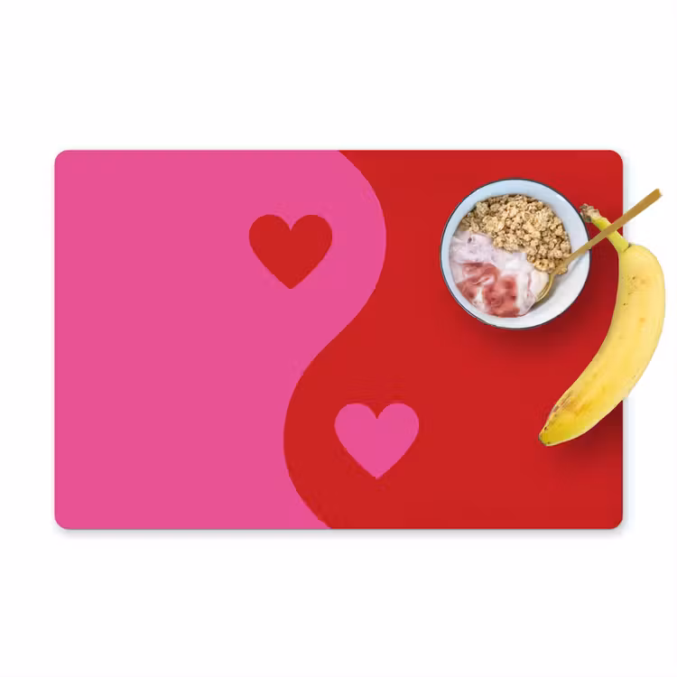 Tischset - Minimalistisch - Rot - Rosa - Herzen - 6 Stück — 1
