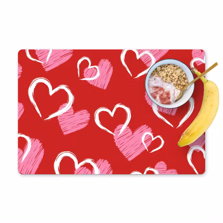 Tischset - Muster - Herzen - Rosa - Valentinstag - 6 Stück — 1