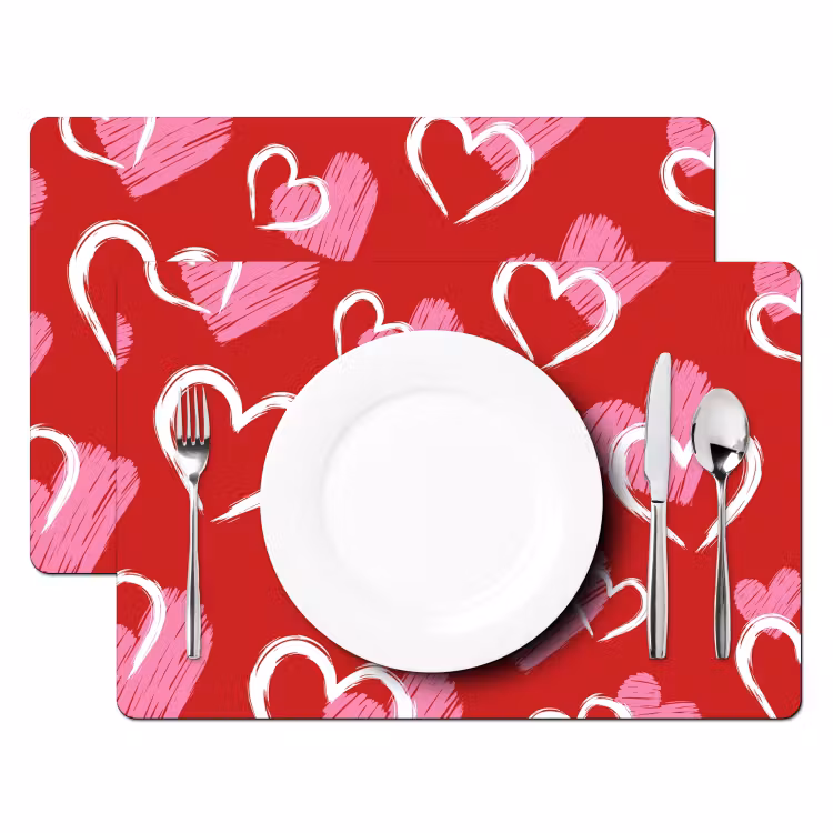 Tischset - Muster - Herzen - Rosa - Valentinstag - 6 Stück — 2