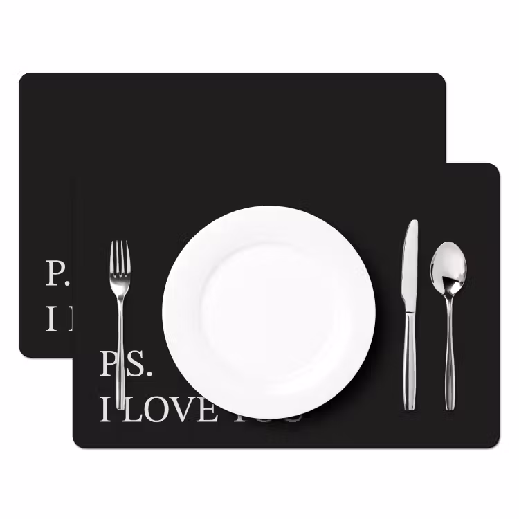 Tischset - Schwarz - Minimalistisch - Valentinstag - 6 Stück — 2