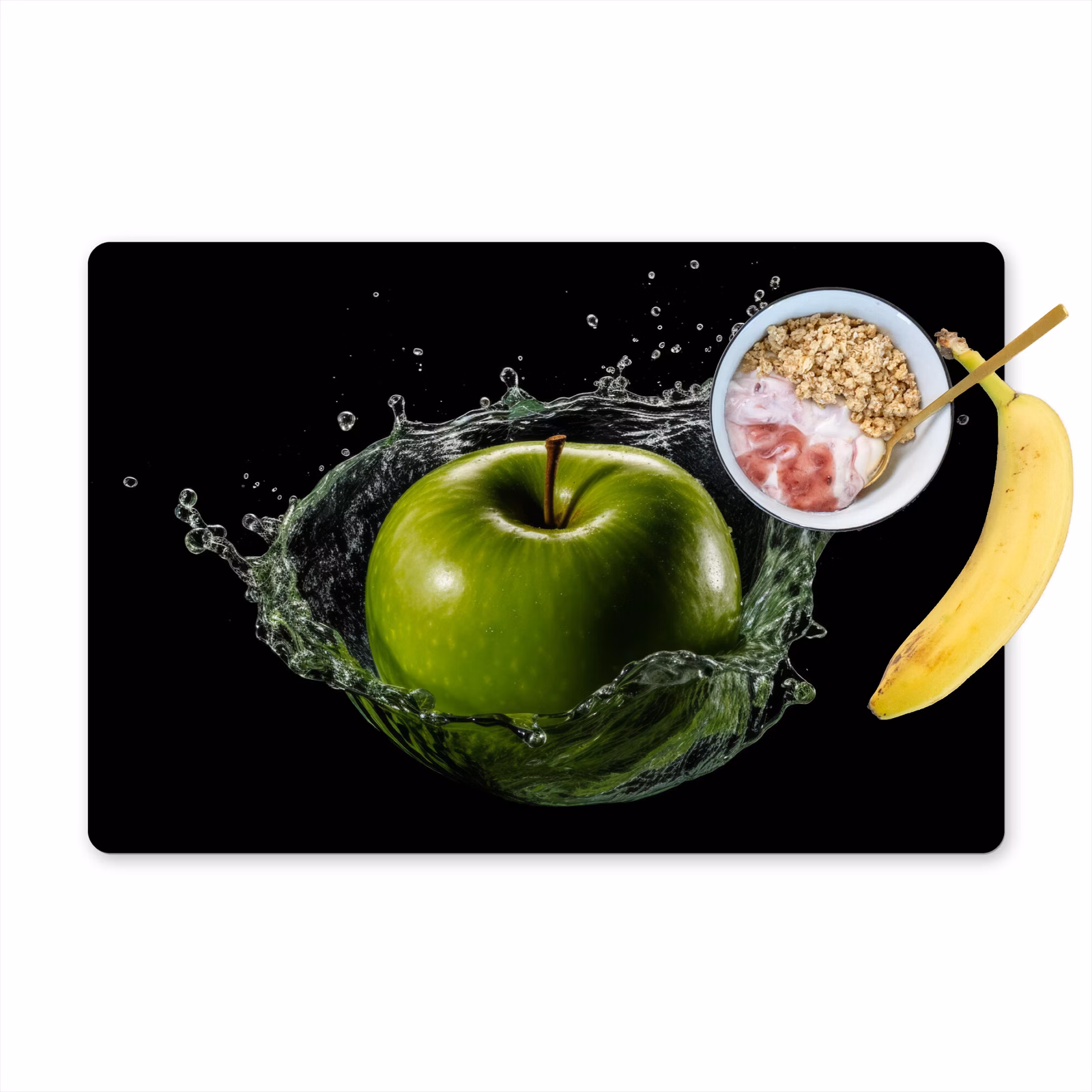 Tischset - Apfel - Grün - Obst - Wasser - Schwarz — 1