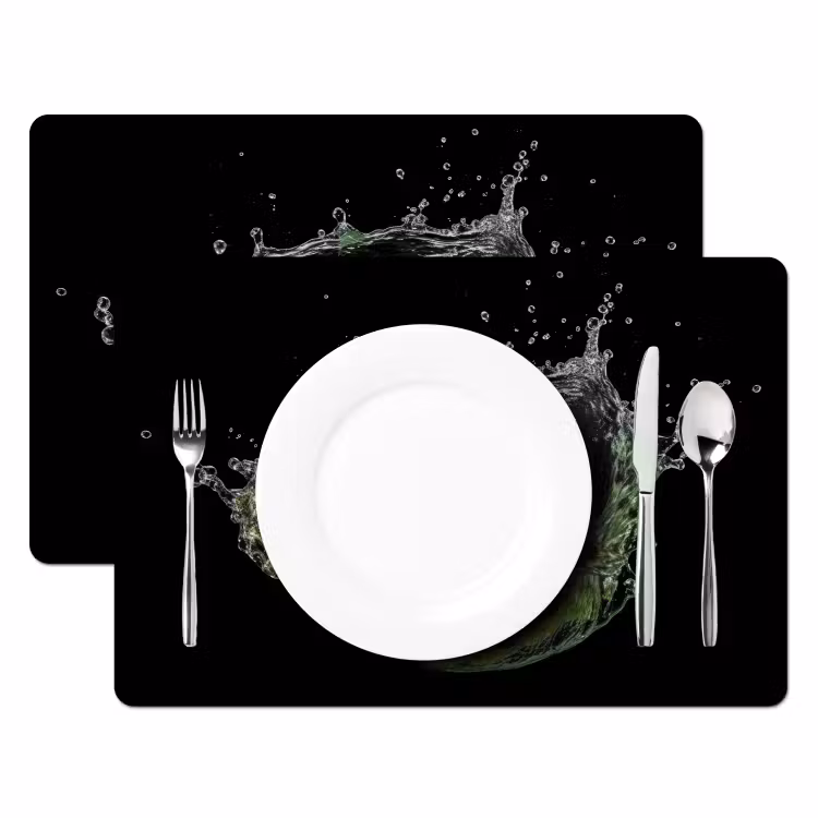 Tischset - Apfel - Grün - Obst - Wasser - Schwarz — 2