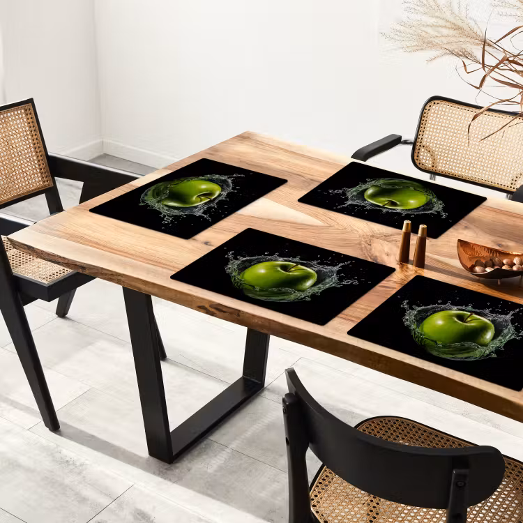Tischset - Apfel - Grün - Obst - Wasser - Schwarz — 4
