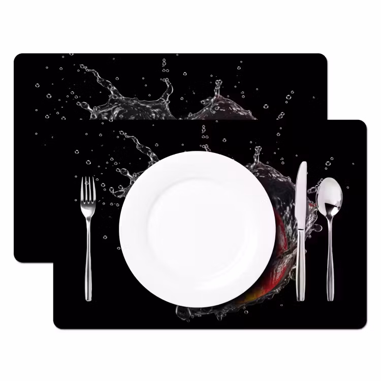 Tischset - Apfel - Rot - Wasser - Schwarz - Obst — 2