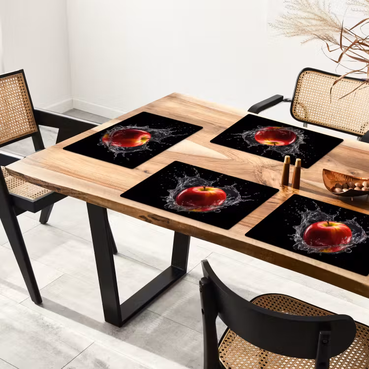 Tischset - Apfel - Rot - Wasser - Schwarz - Obst — 4