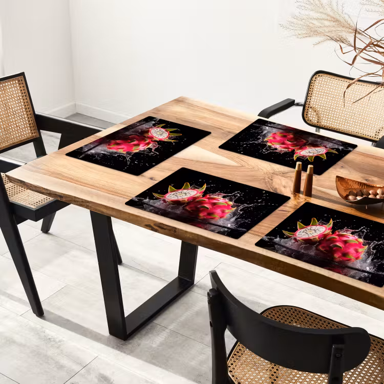 Tischset - Drachenfrucht - Schwarz - Wasser - Frucht - Frucht — 4