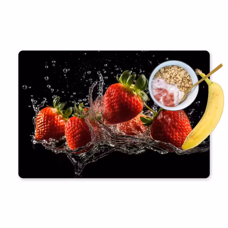 Tischset - Erdbeeren - Obst - Rot - Wasser - Schwarz — 1