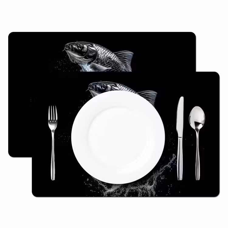 Tischset - Fische - Koi - Schwarz - Wasser — 2