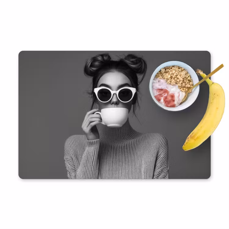 Tischset - Frau - Kaffee - Schwarz - Weiß — 1