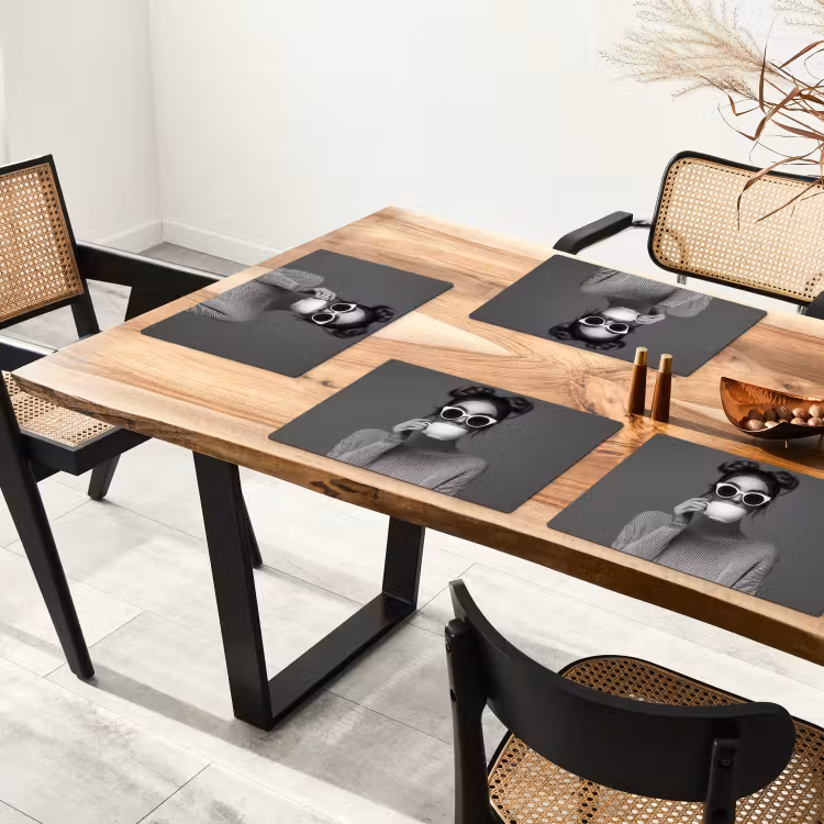 Tischset - Frau - Kaffee - Schwarz - Weiß — 4