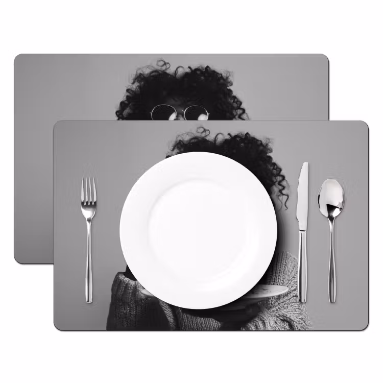 Tischset - Frau - Nudeln - Schwarz - Weiß — 2