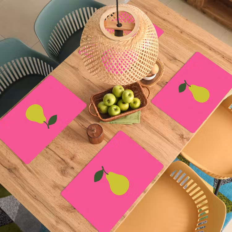Tischset - Illustration - Obst - Birne - Grün - 6 Stück — 3