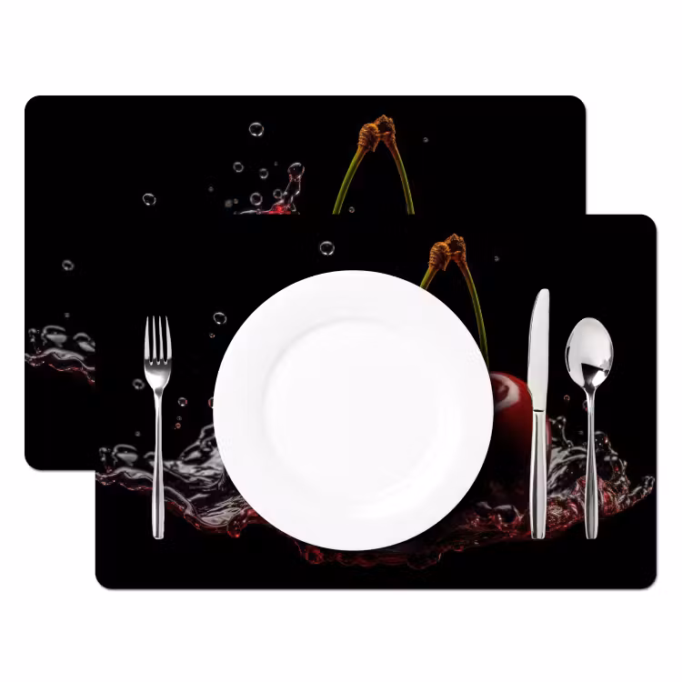 Tischset - Kirsche - Rot - Frucht - Wasser - Schwarz — 2