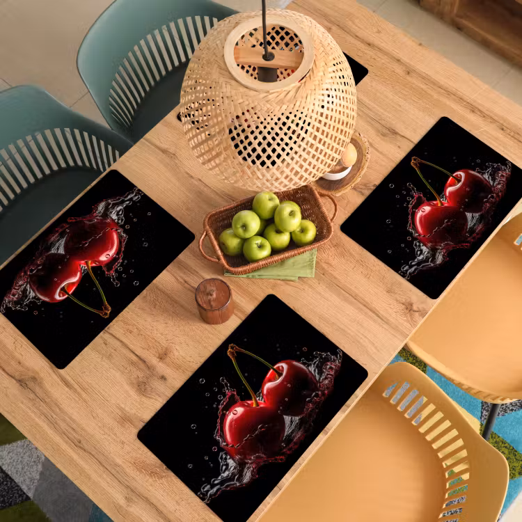 Tischset - Kirsche - Rot - Frucht - Wasser - Schwarz — 3