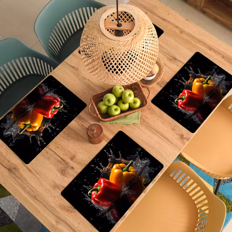 Tischset - Paprika - Wasser - Schwarz - Gemüse - Rot - Gelb — 3