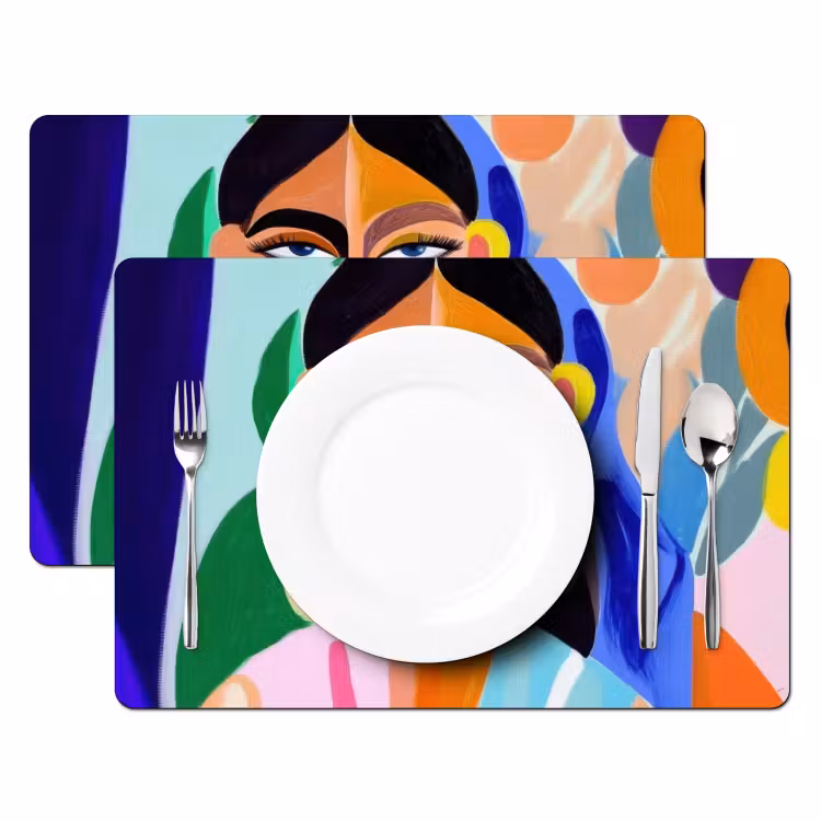 Tischset - Porträt - Frau - Modern - 6 Stück — 2