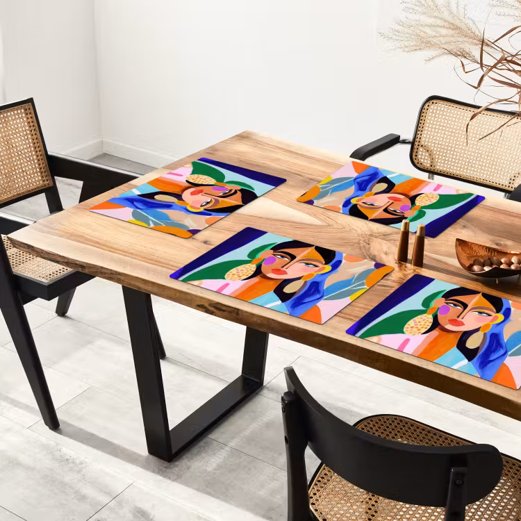 Tischset - Porträt - Frau - Modern - 6 Stück — 4
