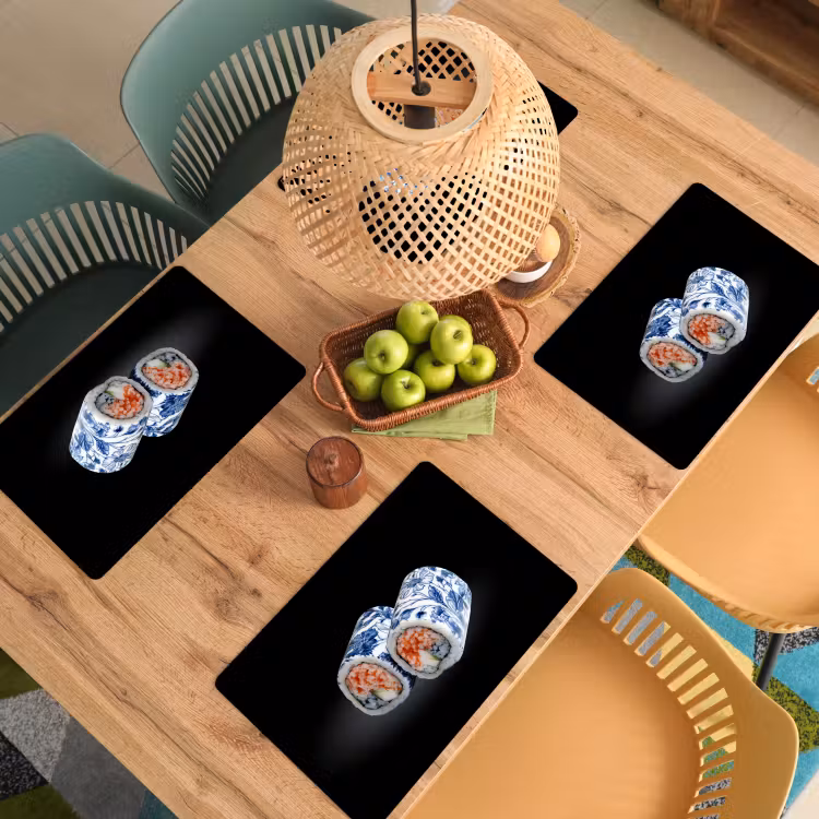 Tischset - Sushi - Delfter Blau - Reis - Fisch - Elegant - 6 Stück — 3