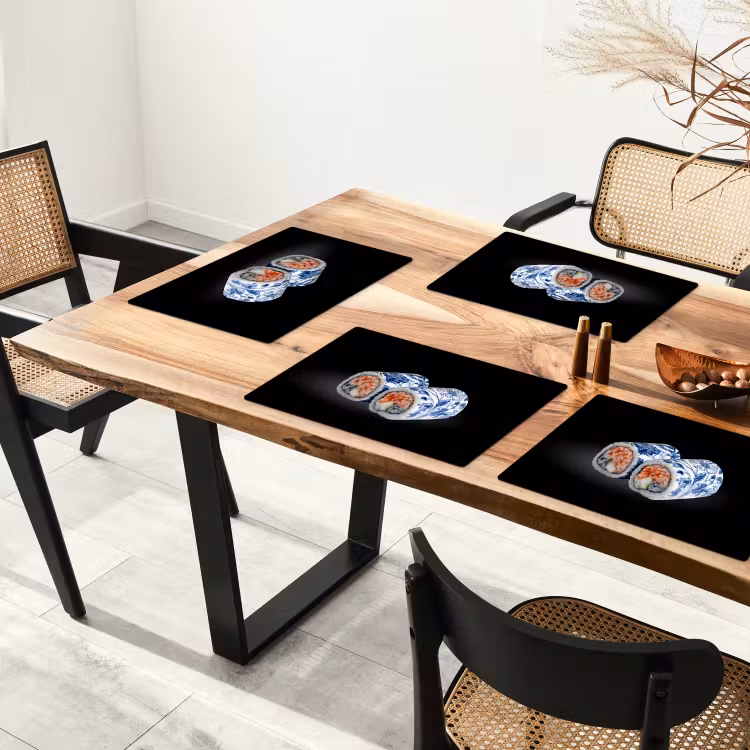 Tischset - Sushi - Delfter Blau - Reis - Fisch - Elegant - 6 Stück — 4