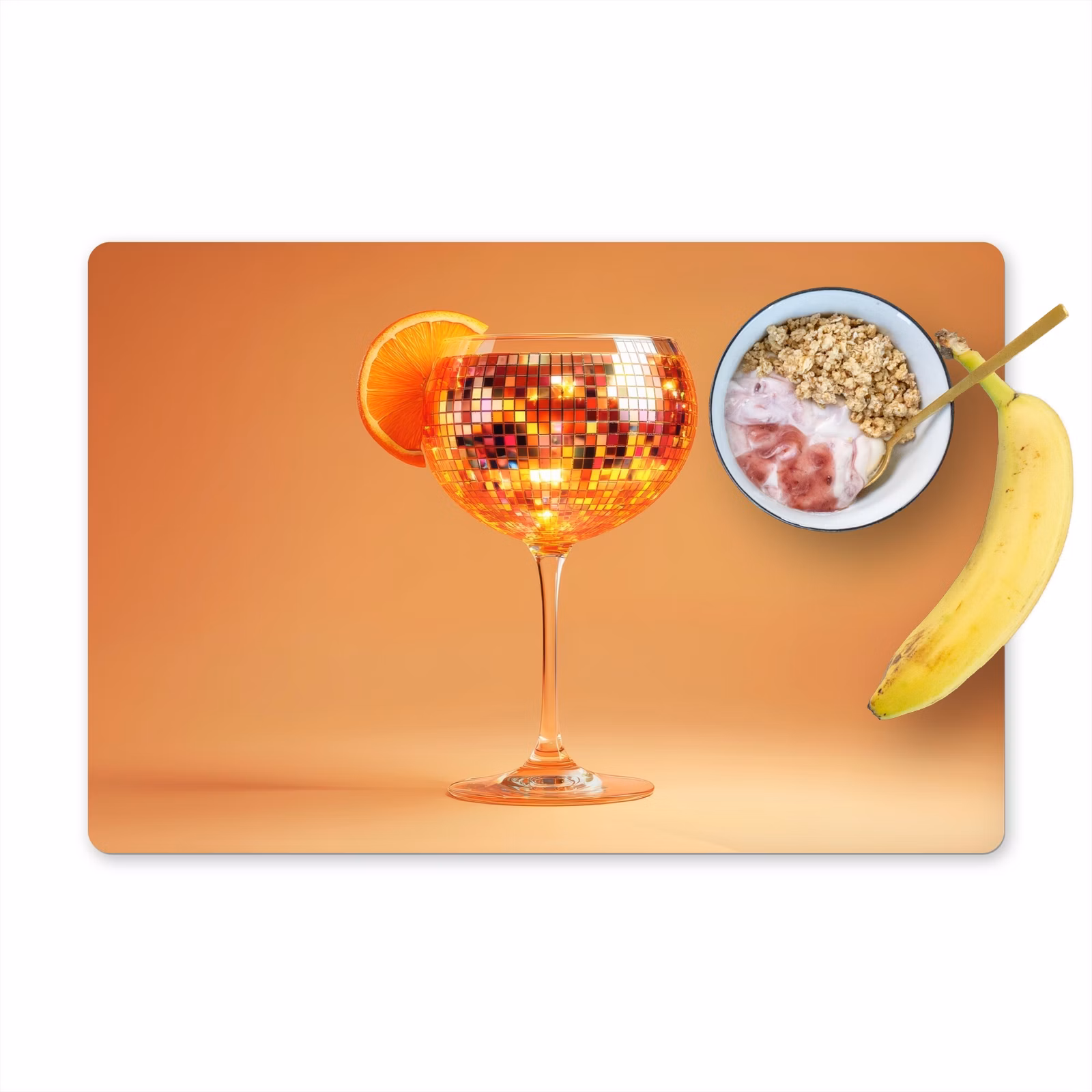 Tischset - Getränk - Orange - Glitzer - Disco - 6 Stück — 1