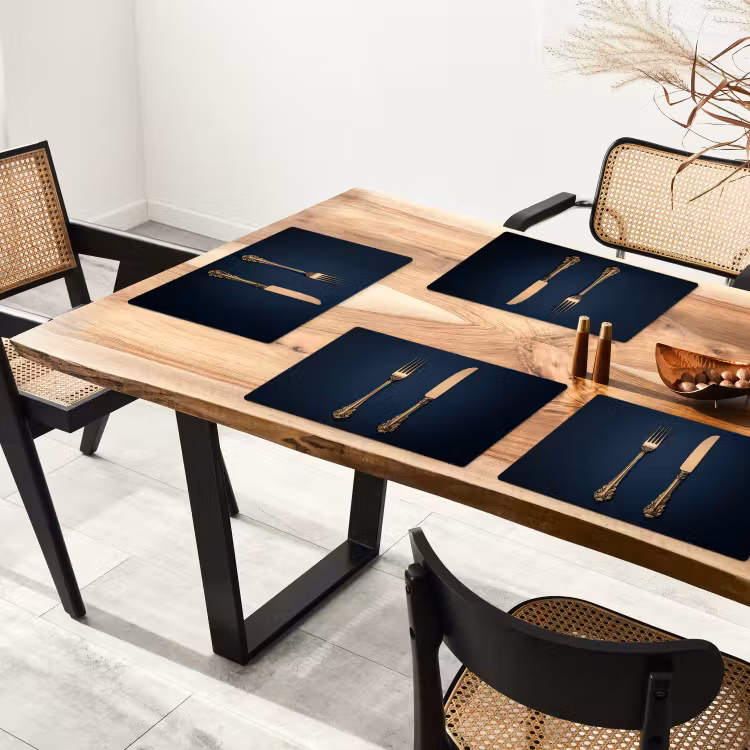 Tischset - Besteck - Dunkelblau - Gold — 4