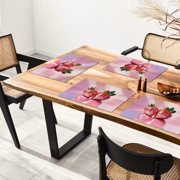 Tischset - Disco - Obst - Glitzer - Erdbeere - 6 Stück — 4