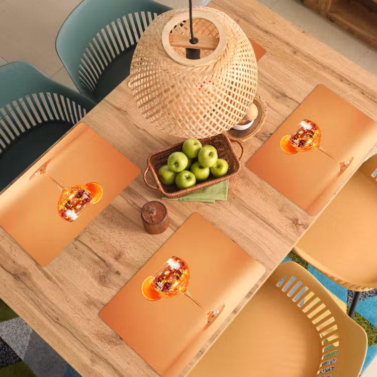 Tischset - Getränk - Orange - Glitzer - Disco - 6 Stück — 3