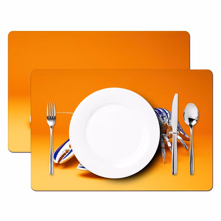 Tischset - Hummer - Delfter Blau - Schild - Hart - Orange — 2