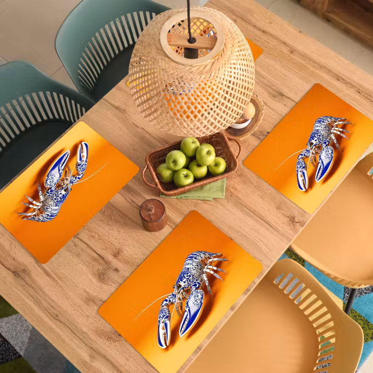 Tischset - Hummer - Delfter Blau - Schild - Hart - Orange — 3