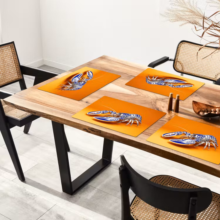Tischset - Hummer - Delfter Blau - Schild - Hart - Orange — 4