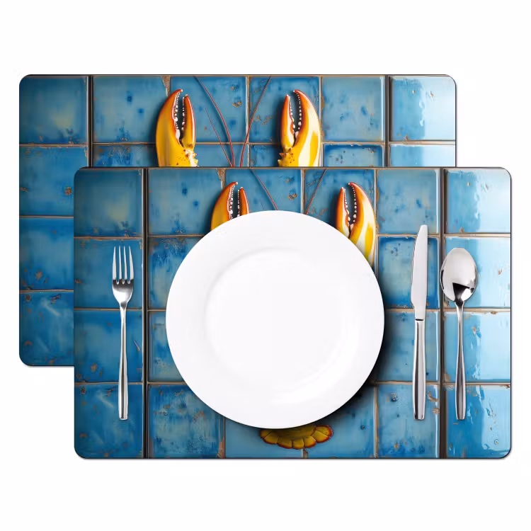 Tischset - Krebs - Gelb - Blau - Kacheln — 2