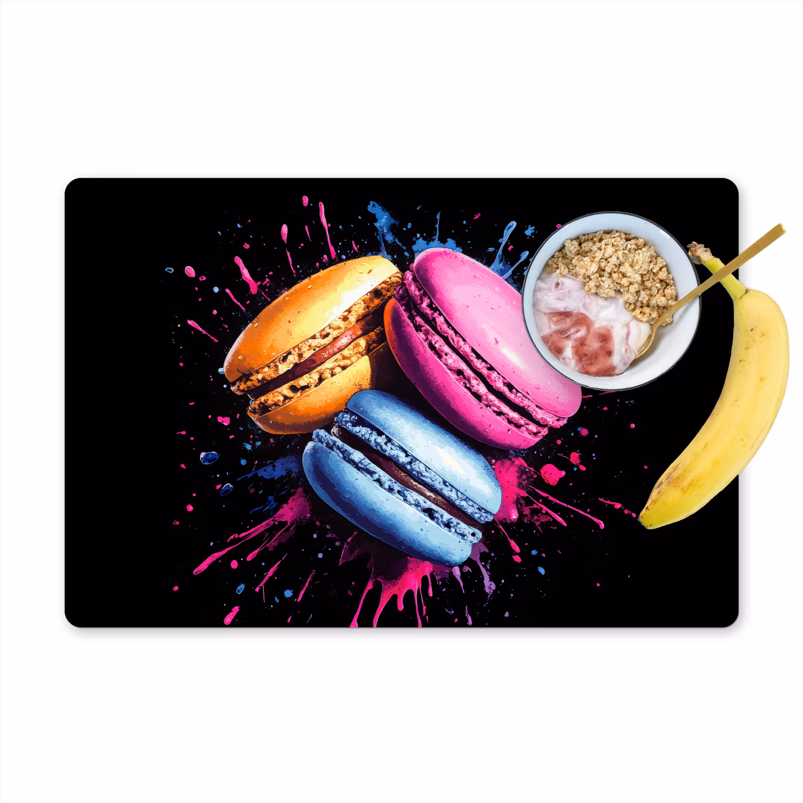 Tischset - Makronen - Dessert - Graffiti - Bunt - Rosa - Blau - Gelb - 6 Stück — 1