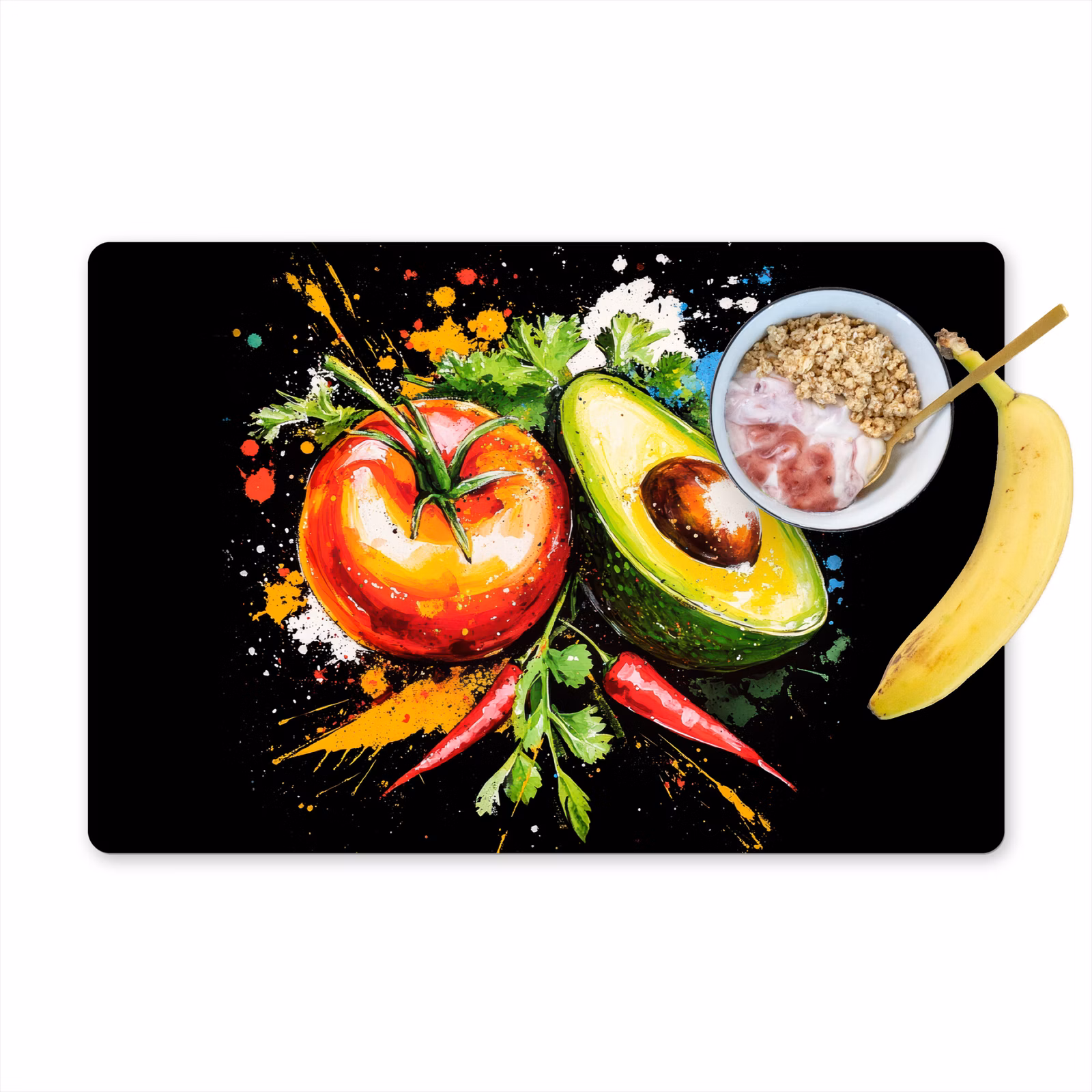 Tischset - Tomate - Avocado - Paprika - Graffiti - Farbe - Modern - 6 Stück — 1