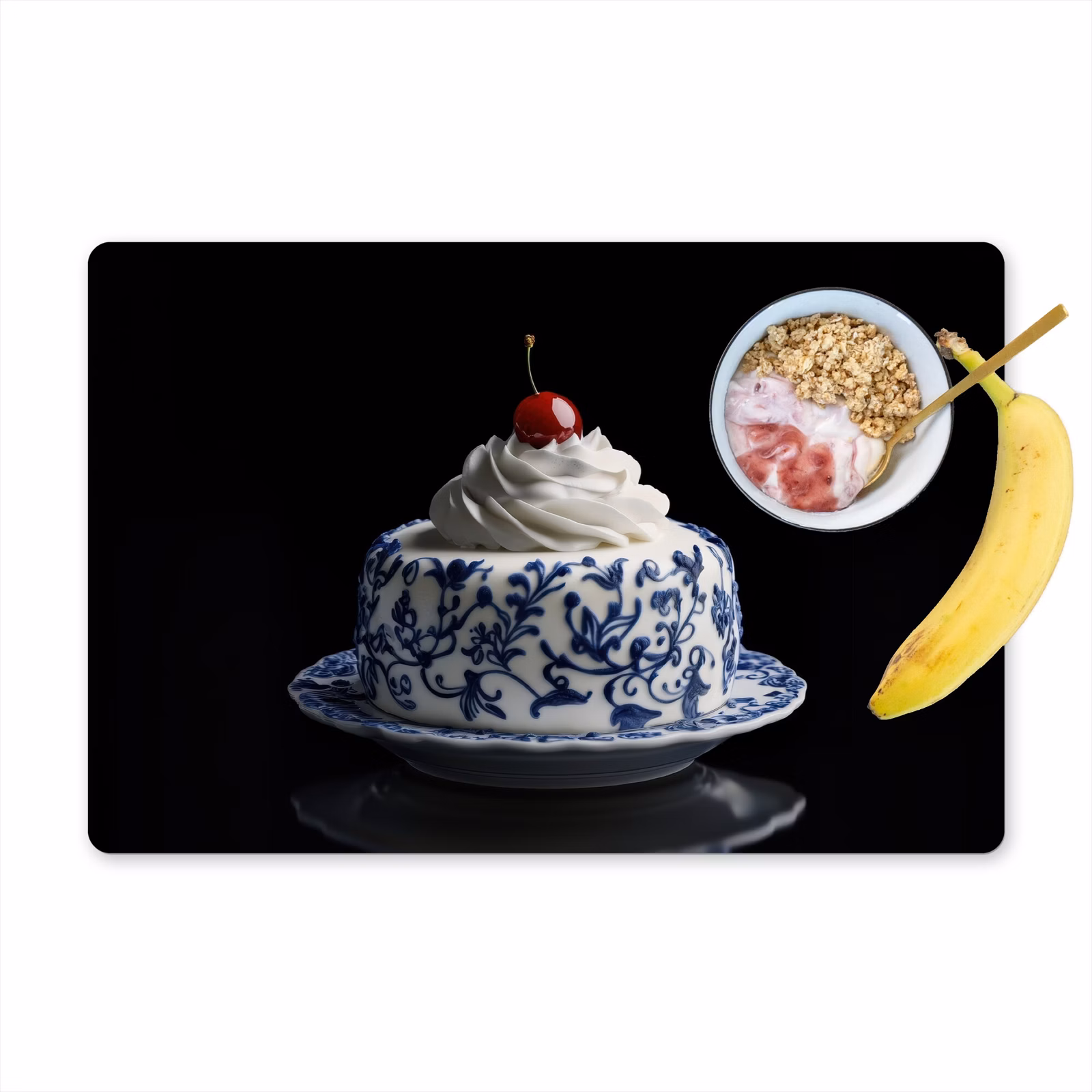 Tischset - Torte - Schlagsahne - Kirsche - Teller - Delfter Blau - 6 Stück — 1