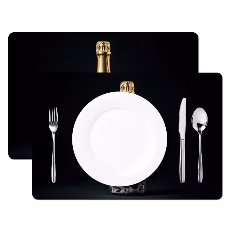 Tischset - Champagner - Blumen - Gold - Chic - 6 Stück — 2
