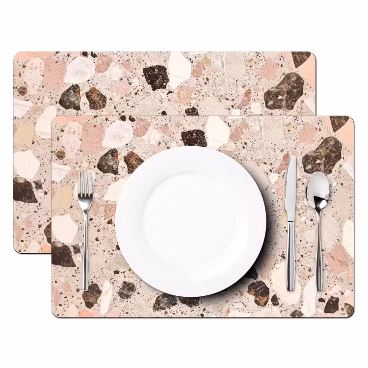 Tischset - Hell - Rosa - Terrazzo - Steine - 6 Stück — 2