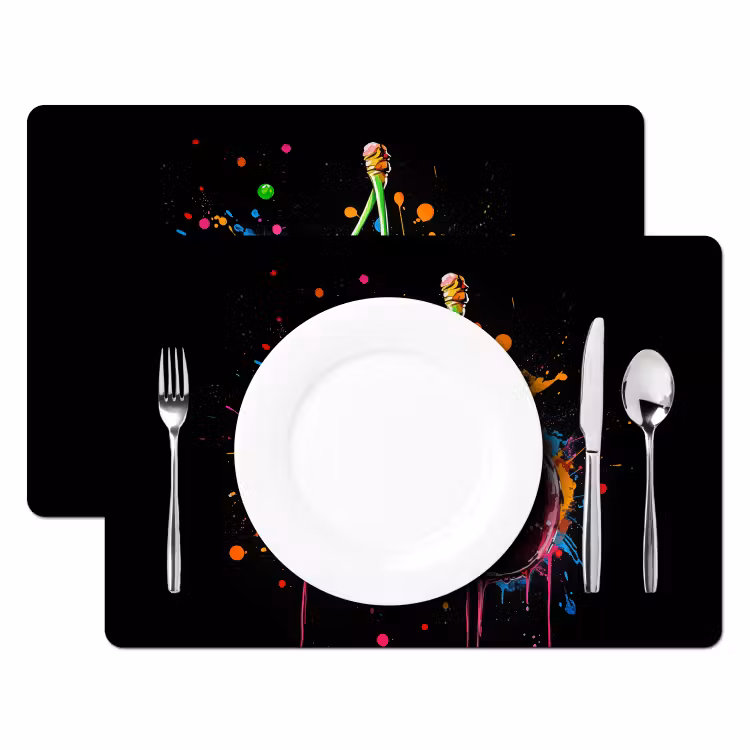 Tischset - Kirschen - Obst - Graffiti - Farbe - Abstrakt - Modern - Farbenfroh - 6 Stück — 2